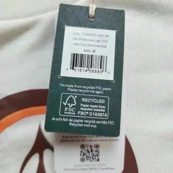 Tentree T-Shirt Artist Series Logo New With Tags Cloud White Amber Glow Women  M - Picture 14 of 16